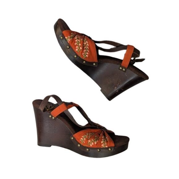 Seychelles Rock the Boat Orange Wedge Sandals Size 9 - Picture 7 of 7